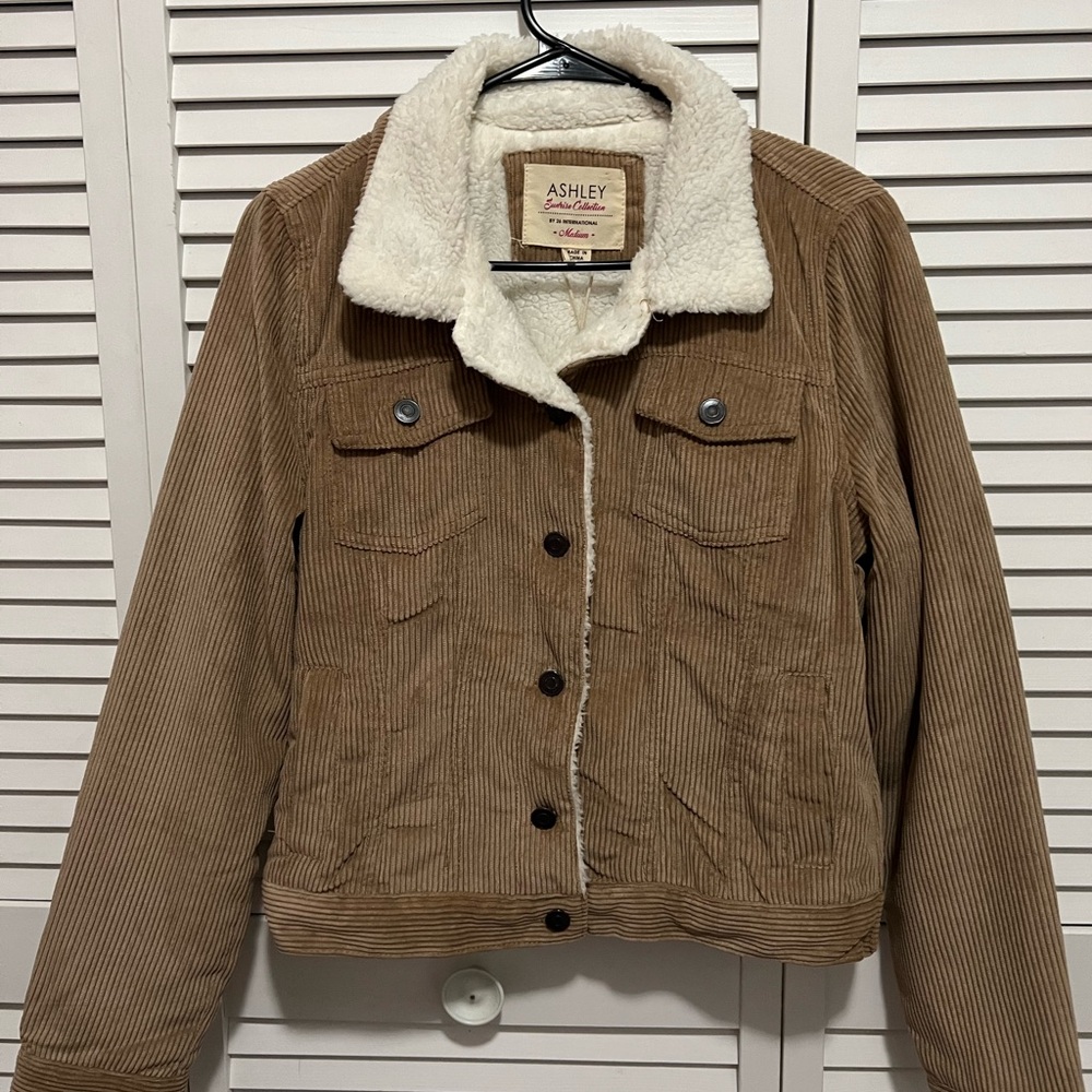 Ashley By 26 International Brown Corduroy Jacket with Cream Collar